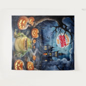怖いお化け屋敷 ハロウィン 背景 タペストリー (正面(横))