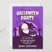 怖いお墓のカボチャ ハロウィンパーティー 招待状 (正面)