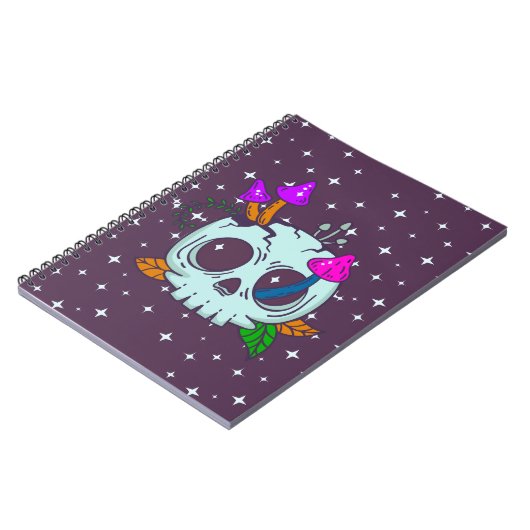 怖いかわいいスカルとマッシュルーム手帳 ノートブック (左側)