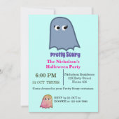 怖いかわいらしハローウィンパーティパステルテーマ 招待状 (正面)