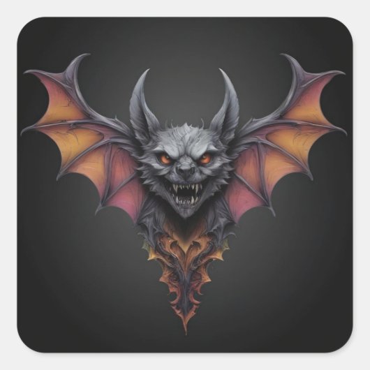 怖いこうもりインクスケッチ、 スクエアシール (正面)