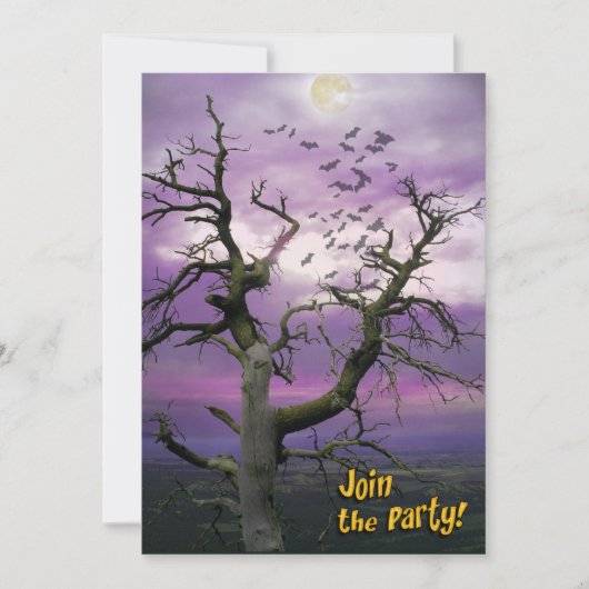 怖いこうもりツリーハローウィンパーティ招待状 招待状 (正面)