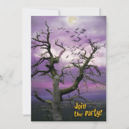 怖いこうもりツリーハローウィンパーティ招待状 招待状