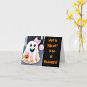 怖いながらも可愛いおもしろい幽霊 カード (黄色い花)