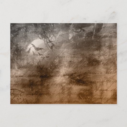 怖いアンティーク見る鳥と書ハロウィーン シーズンポストカード (正面)