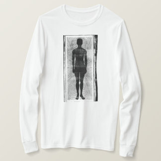 怖いアート、抽象的なシュールレアリストの男性のシルエットが長い Tシャツ