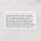 怖いイエス聖なる書物、 経典カード 名刺 (裏面)