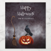怖いエビルパンプキンハッピーハローウィン パーソナライズされた ワインラベル (シングルラベル)