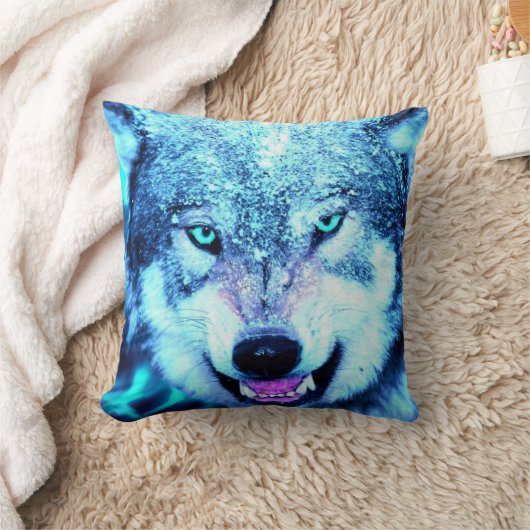 怖いオオカミ クッション (ブランケット)