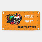 怖いカスタマイズ可能なスカルハロウィーンバナー 横断幕 (横)