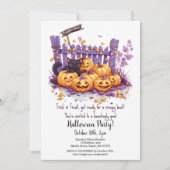 怖いカボチャかわいい黒猫ハローウィンパーティ 招待状 (正面)