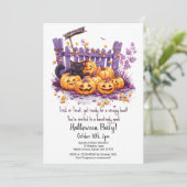 怖いカボチャかわいい黒猫ハローウィンパーティ 招待状 (スタンド正面)