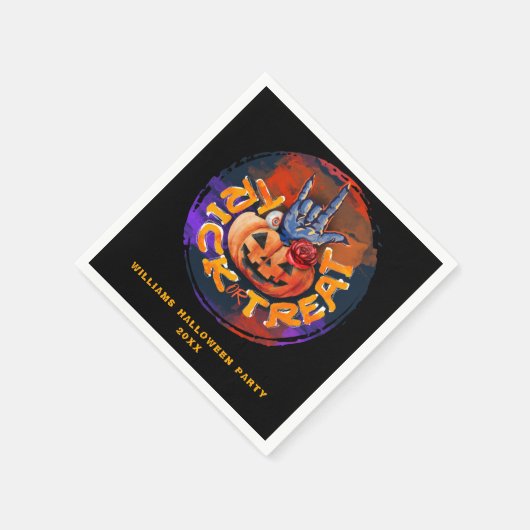 怖いカボチャのトリックまたはトリートハローウィンパーティ スタンダードカクテルナプキン (角)