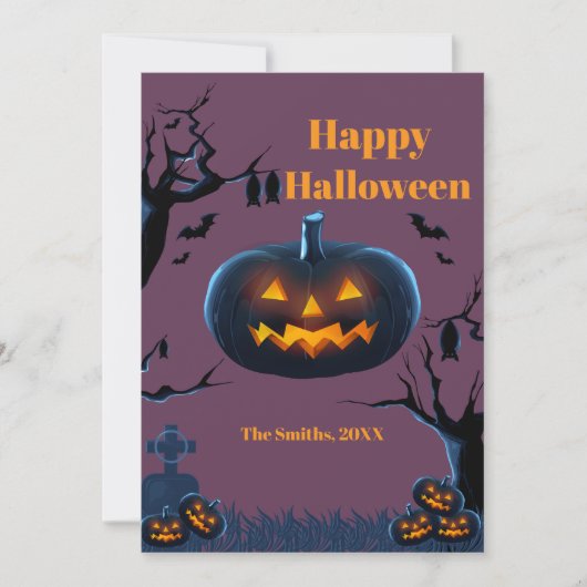 怖いカボチャのハロウィンカード (正面)
