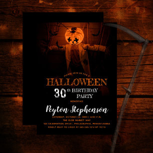 怖いカボチャのハロウィーン30歳の誕生日パーティー 招待状