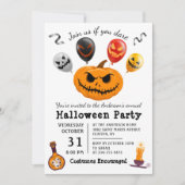 怖いカボチャのバルーンモンスターハローウィンパーティ 招待状 (正面)