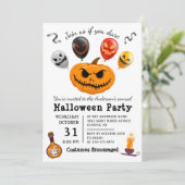 怖いカボチャのバルーンモンスターハローウィンパーティ 招待状 (スタンド正面)