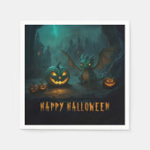 怖いカボチャの可愛いハロウィーンドラゴン スタンダードカクテルナプキン (正面)