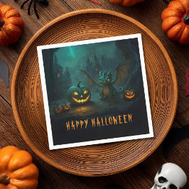 怖いカボチャの可愛いハロウィーンドラゴン スタンダードカクテルナプキン