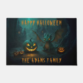 怖いカボチャの可愛いハロウィーンドラゴン ドアマット (正面)