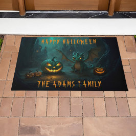 怖いカボチャの可愛いハロウィーンドラゴン ドアマット