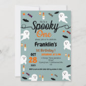 怖いカボチャの子供たちのハロウィン1歳の誕生日パーティー 招待状 (正面)