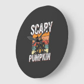怖いカボチャの幽霊屋敷のハロウィンデザイン_1 ラージ壁時計 (傾斜)