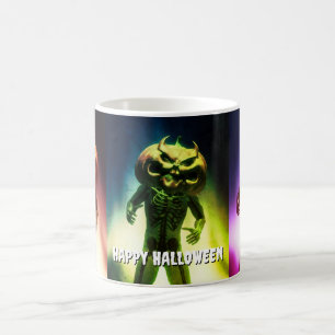 怖いカボチャの頭。ハッピーハロウィン コーヒーマグカップ