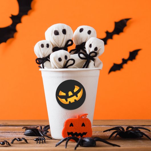 怖いカボチャの顔 ラウンドシール