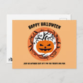 怖いカボチャハロウィンハガキ招待状 ポストカード (正面/裏面)