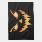 怖いカボチャハロウィーンのカボチャのちょうちん顔ハロウィーン キッチンタオル (縦)