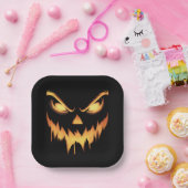 怖いカボチャハロウィーンのカボチャのちょうちん顔ハロウィーン ペーパープレート (パーティー)