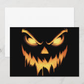 怖いカボチャハロウィーンのカボチャのちょうちん顔ハロウィーン 招待状 (正面/裏面)