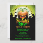 怖いカボチャ墓地ハロウィーンの衣装パーティー 招待状 (正面)