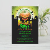 怖いカボチャ墓地ハロウィーンの衣装パーティー 招待状 (スタンド正面)