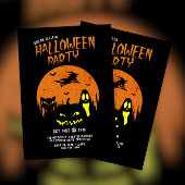 怖いカボチャ猫と幽霊ハローウィンパーティ 招待状