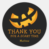 怖いカボチャ顔ありがとう ラウンドシール (正面)