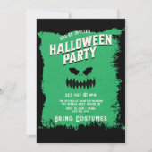 怖いカボチャ顔ハロウィンパーティー 招待状 (正面)