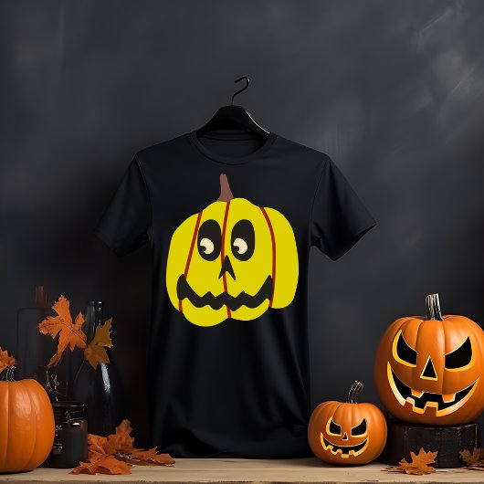 怖いカボチャ顔ハロウィーン Tシャツ