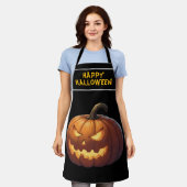 怖いカボチャ顔 エプロン (着用した状態)