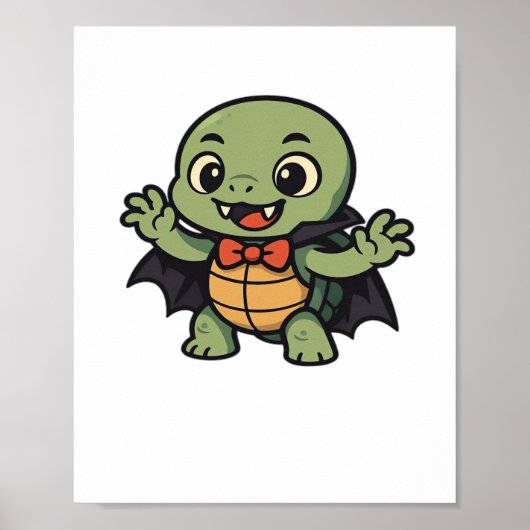 怖いカメ吸血鬼ハロウィン オーバーサイズTシャツ ポスター (正面)