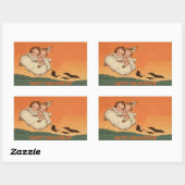 怖いキッズこうもりと魔女オンブルームハッピーハローウィン 長方形シール (シート)