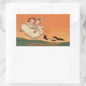 怖いキッズこうもりと魔女オンブルームハッピーハローウィン 長方形シール (バッグ)