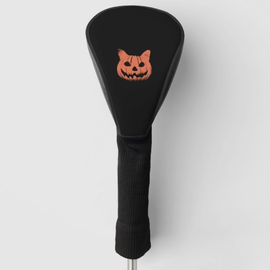 怖いキャットカボチャハロウィーンのカボチャのちょうちんハロウィーンメンズ ゴルフヘッドカバー (正面)