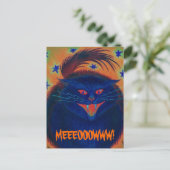 怖いキャットブルー「MEEOOOWW!」はがき ポストカード (スタンド正面)