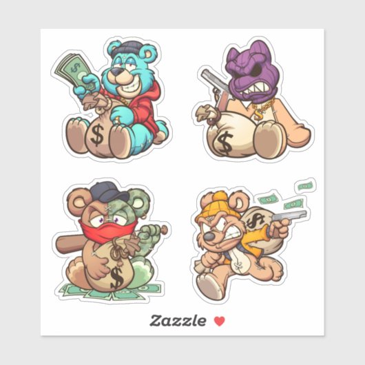 怖いクマ – 泥棒 シール (シート)