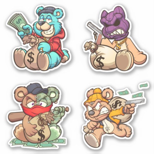 怖いクマ – 泥棒 シール (正面)