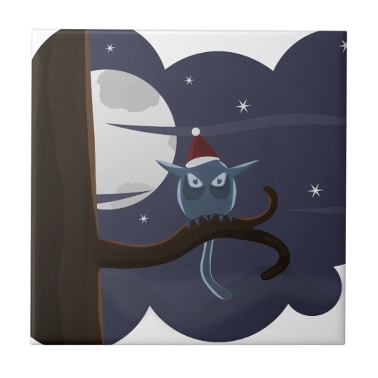 怖いクリスマス・フクロウ タイル (正面)