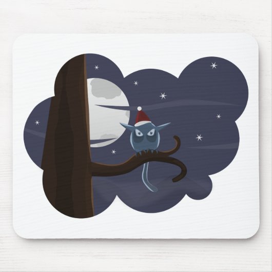 怖いクリスマス・フクロウ マウスパッド (正面)