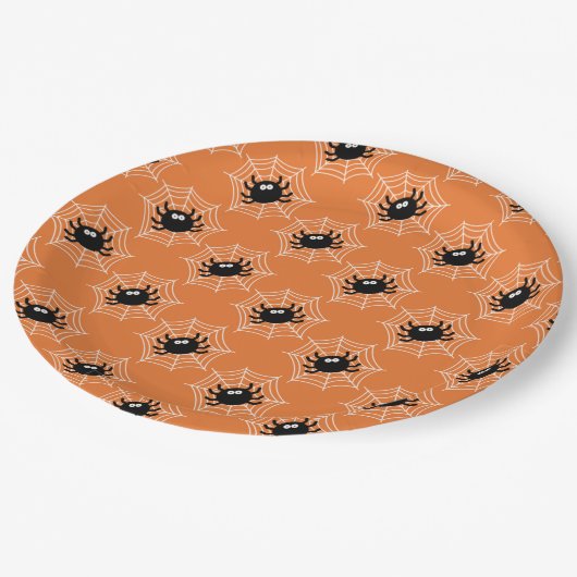 怖いクローラークモの虫のクモの巣ハロウィーン ペーパープレート (アングル)